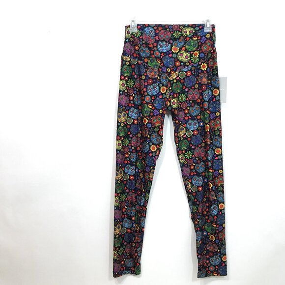 Sugar Skull Halloween Leggings Cat Print Women XL - Picture 4 of 7